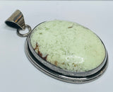 Sterling Silver Large Necklace Pendant 2" with Lemon Chrysoprase
