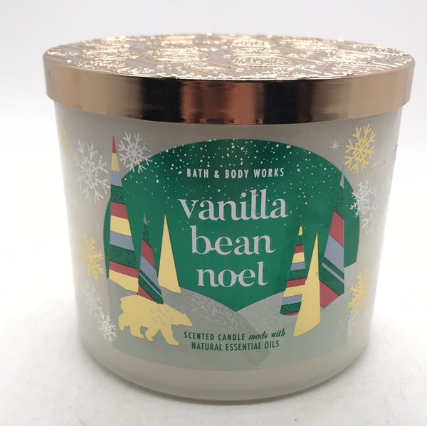 NEW! Bath & Body Works 3 Wick Candle Vanilla Bean Noel