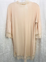 Spadehill Cardigan Open Front Flowy Peach Lace Accents Ladies L