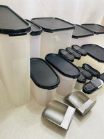 Tupperware Container Set 18 pc Black Lids Variety of Sizes