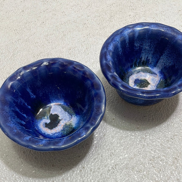Pottery DK 2 PC Small Bowl Set Blue 4"