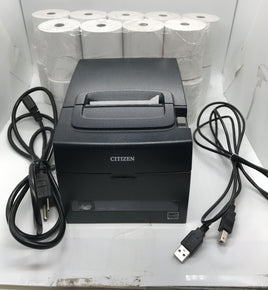 Citizen (TESTED, Show Wear) CT-S310II-U-BK  POS Thermal Reciept Printer w/ 19 Paper Rolls