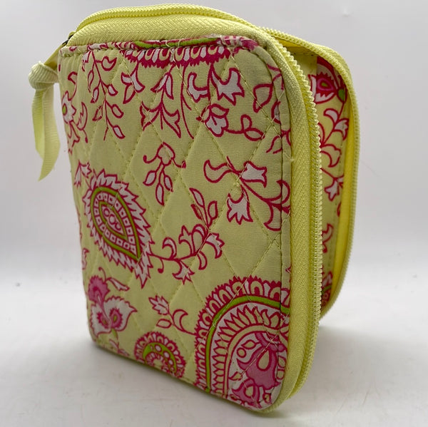 Lemon Hill Quilted Wallet Yellow with Pink Paisley HOWS WEAR 5"