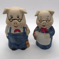Vintage Mr. & Mrs. Pig 2 pc Ceramic Bell Set 4"