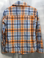 Carters Long Sleeve Orange and Blue Button Up Shirt Boys 7