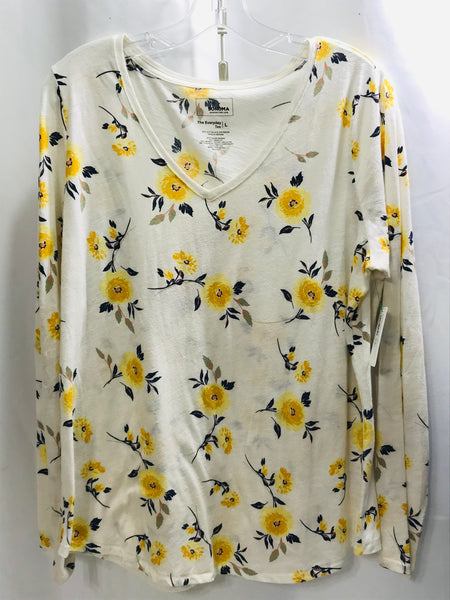 Sonoma Yellow Floral Long Sleeve Shirt Ladies L