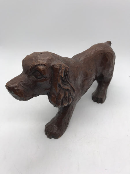 Carved Wood Dog Statue 9" x 5"