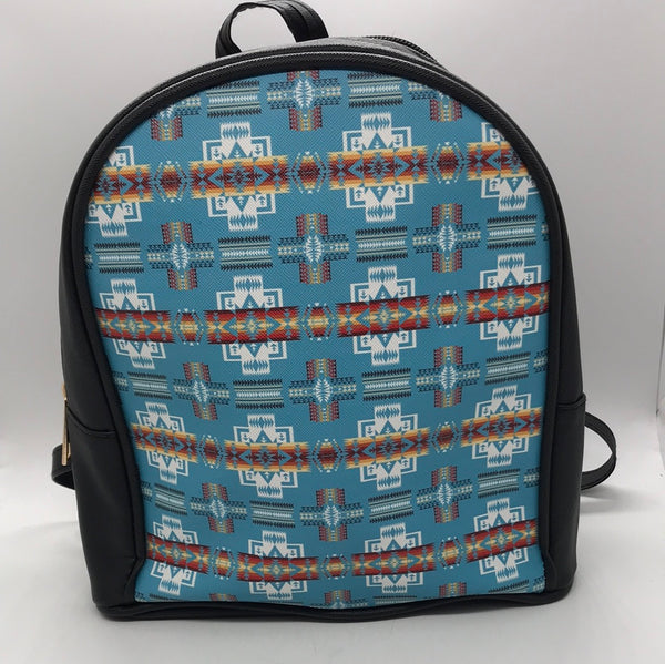 Small Backpack Purse with Southwestern Pattern 9" x 10"