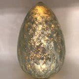 TESTED Glass Egg Lighted by Battery Blue Speckle 10"