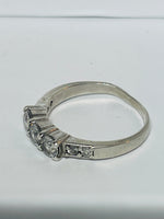 Sterling Silver RING 925 Narrow Band 3 Raised Glass Stones SIZE 7