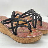 Sam Edelman Wedge Platform Sandal Cork Heel with Black Criss Cross Straps Ladies 9