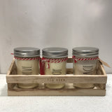 Rae Dunn "Believe Joy Peace" Candle Set In Wooden Box Partially Used