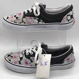 Vans (Lt Wear) Floral Blk / Wht Checkered Shoes Ladies 7.5