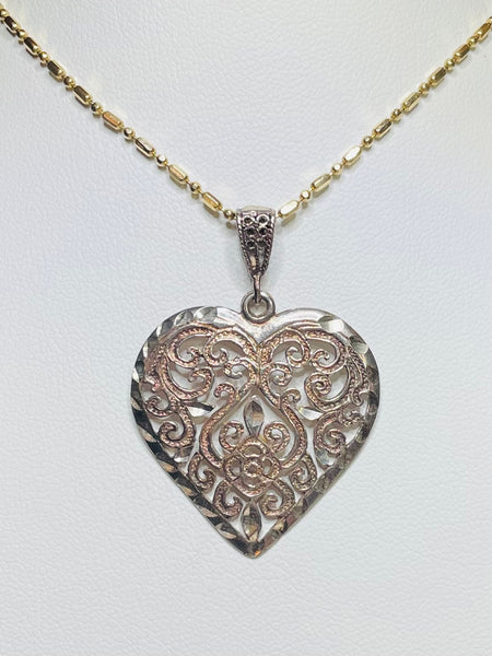 Sterling Silver 925 Pendant Large Heart 1.5" NO CHAIN