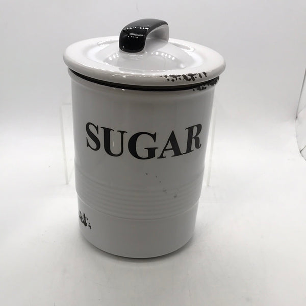 Ceramic Sugar White Canister-7 inches tall
