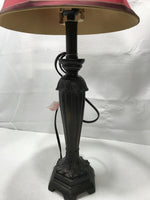 TESTED Table Lamp w/ Burgandy / Gold Lampshade 25"