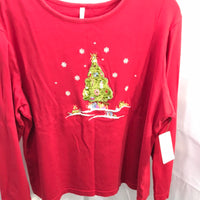 White Stag Red Christmas Tree Long Sleeve Shirt Ladies XL