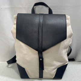 NEW Deux Lux Backpack Purse Canvas BLack Vegan Leather Flap/Corners