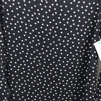 Active USA Blouse Navy Blue with White Polka Dots Flare 3/4 Sleeve Ladies S