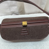 Vintage Brown Wool Box Clutch Purse 9" Shows Age