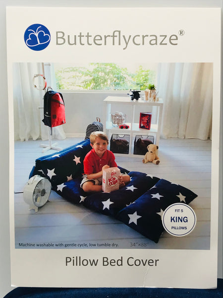 NEW! Butterfly Craze Pillow Bed Cover Blue with White Stars