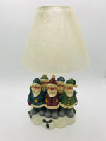 Crazy Mountain Candle Lamp Resin Caroling Santas w/Glass Shade 11"