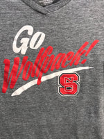 Campus Couture NC State "Go Wolfpack" Gray V-Neck Graphic Tee Ladies S