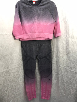 Live Electric 2 PC Athletic Set Cropped Top/Pants Pink Gray Hombre Girls M/L