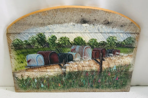 Wooden Hand Painted Rural Mailbox Station 20" x 14.5"