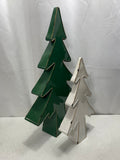 Kirklands 2 PC Metal Pine Tree Set (green 24") (white 17")