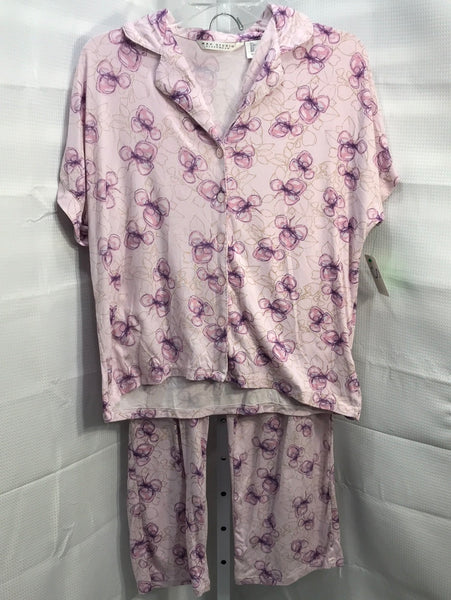 Max Studios 2pc Pink and Purple Floral Pajama Set Ladies S