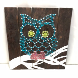 Wood Frame Owl String Art 17" x 17" (Local Pick Up Only)
