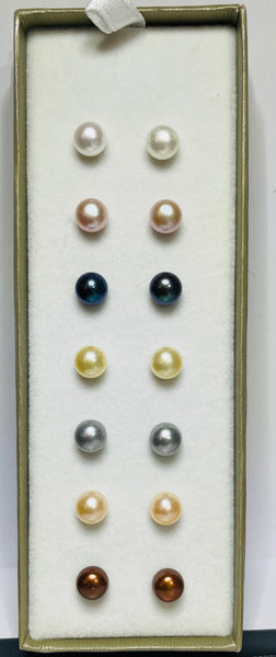 Honora Collection Pearl Earring Set 7 Stud Colorful Earrings