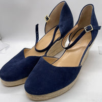 Talbots Wedge Summer Shoe Suede Navy Blue Ladies 9.5