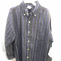 Old Navy Blue and Green Button Up Shirt Boys 7