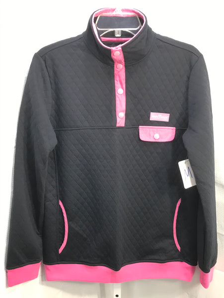 Simply Southern Pullover Quilted Black/Pink Ladies M