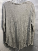 Old Navy Grey and White Stripe Long Sleeve Shirt Ladies M