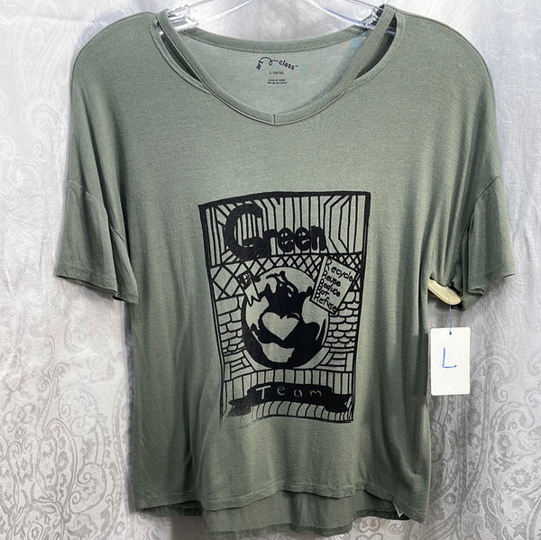 Green Team Graphic Tee Olive Green Juniors L