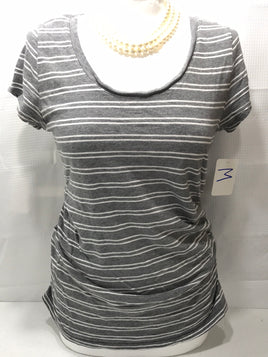 Liz Lange Grey & White Stripe Shirt Ladies M