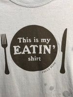 Paula Deen "This is my Eatin' Shirt" Blue Gray Messy Graphic Tee Adult M