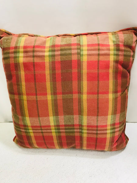 Red Plaid Decorative Pillow 16" x 16"