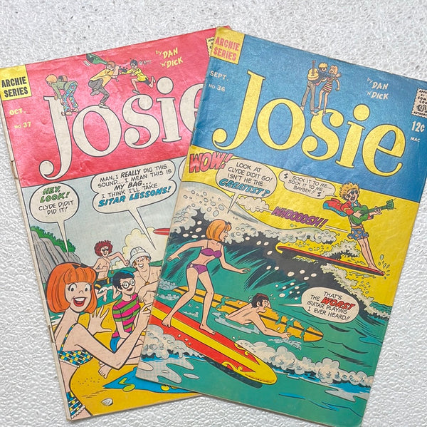 Comic Book Archie Series: 1970 Josie 2 Book Set 36, 37 WORN