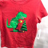 Cat and Jack Red Christmas Dinosaur Shirt Boys 2T