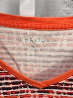 Kim Rogers Shirt 3/4 Sleeve Orange with Black & Orange Stripes Ladies M