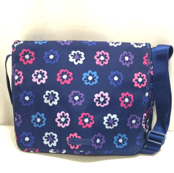 Vera Bradley 14"x10.5"x4" Navy Blue Floral Messenger Bag