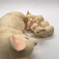 (Chip on Ear) Ceramic Pig w/ 4 Piglets 11" x 7"