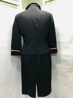 Vintage Jessica Howard 2 PC Black Skirt with Pink Polka Dots with matching Jacket Ladies 6P