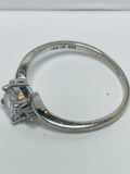 Sterling Silver RING 925 Narrow Band 1 Raised Glass Stone SIZE 8