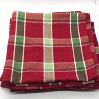 8 Pc Red / Green Plaid Cloth Napkin Set