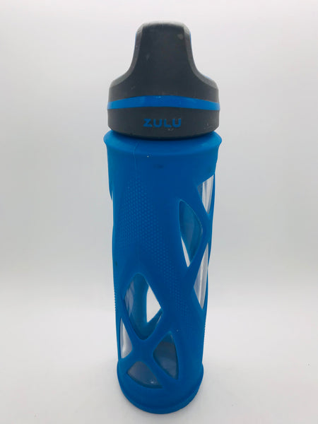 Zulu Glass Water Bottle w/ Blue Silicone Sleeve